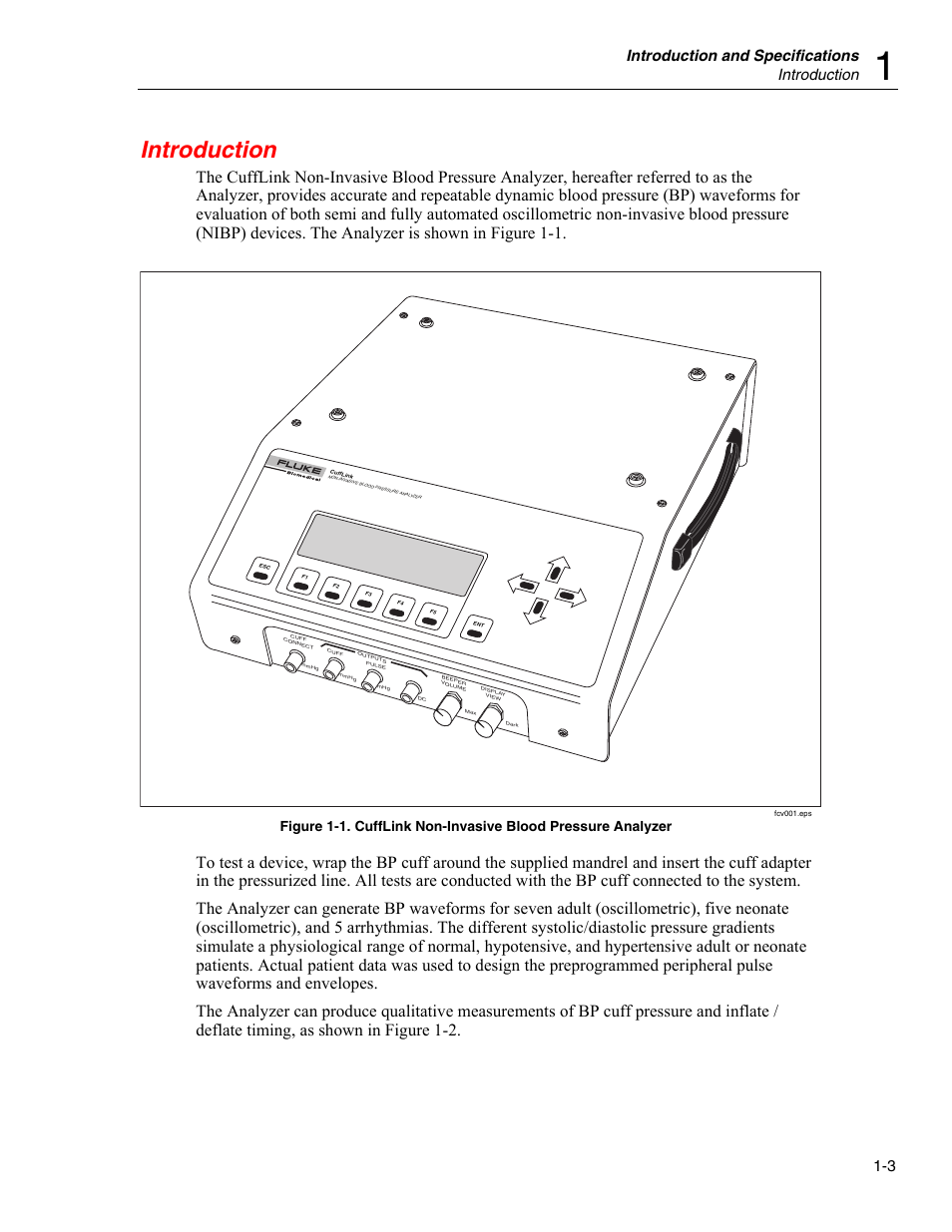 Introduction, Introduction and specifications | Fluke Biomedical Cufflink User Manual | Page 15 / 150