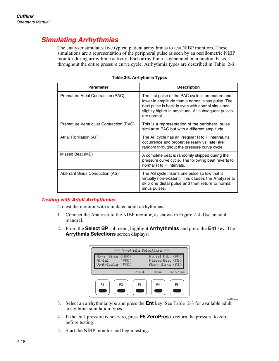 Simulating arrhythmias | Fluke Biomedical Cufflink User Manual | Page 46 / 150