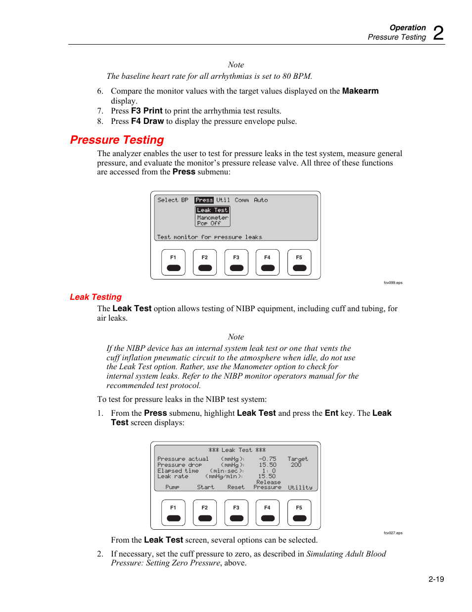 Pressure testing, Leak testing | Fluke Biomedical Cufflink User Manual | Page 47 / 150