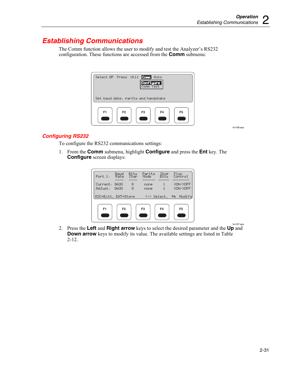 Establishing communications, Configuring rs232 | Fluke Biomedical Cufflink User Manual | Page 59 / 150