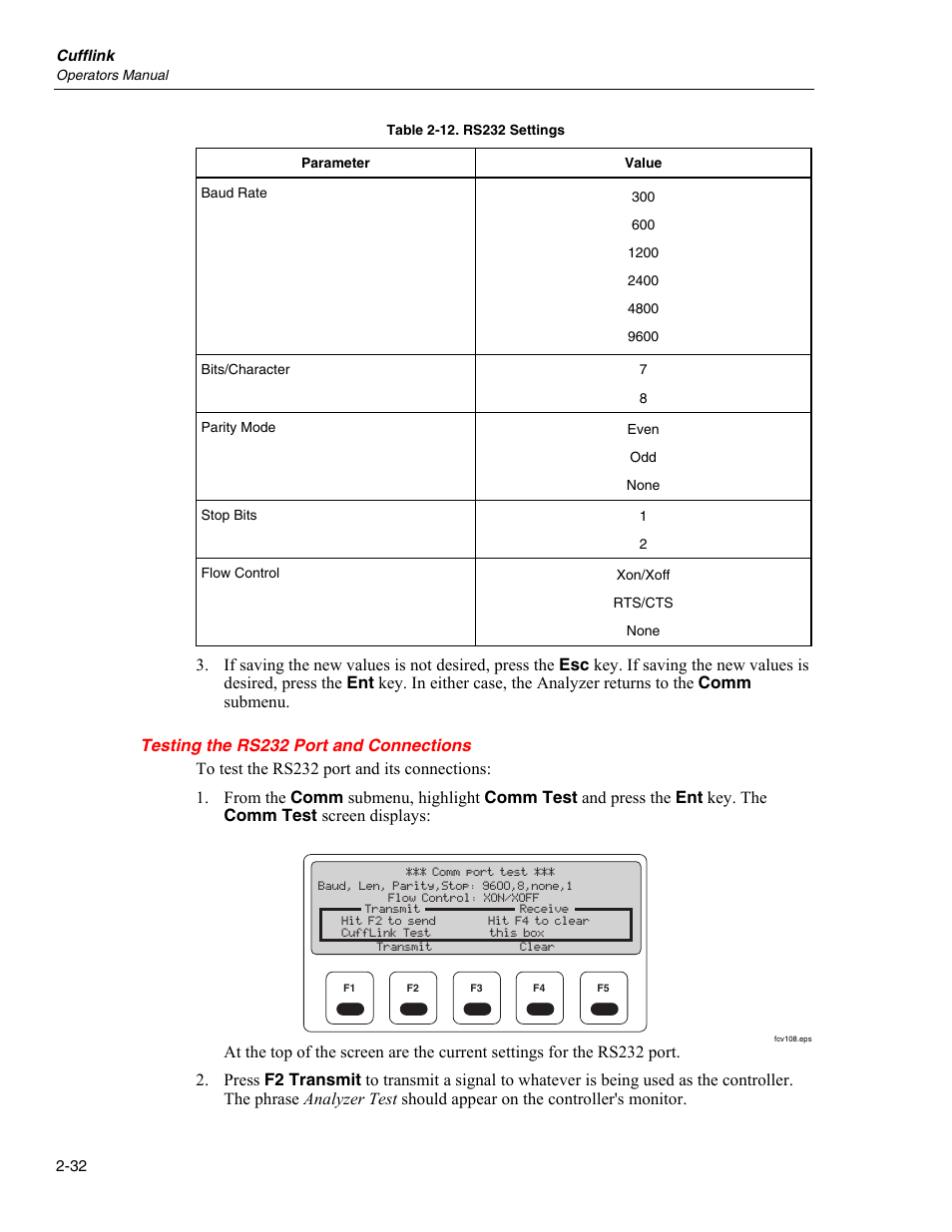 Testing the rs232 port and connections | Fluke Biomedical Cufflink User Manual | Page 60 / 150
