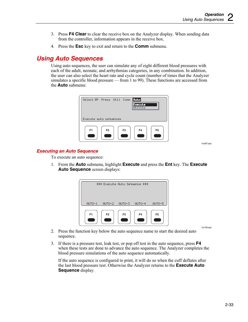 Using auto sequences, Executing an auto sequence | Fluke Biomedical Cufflink User Manual | Page 61 / 150