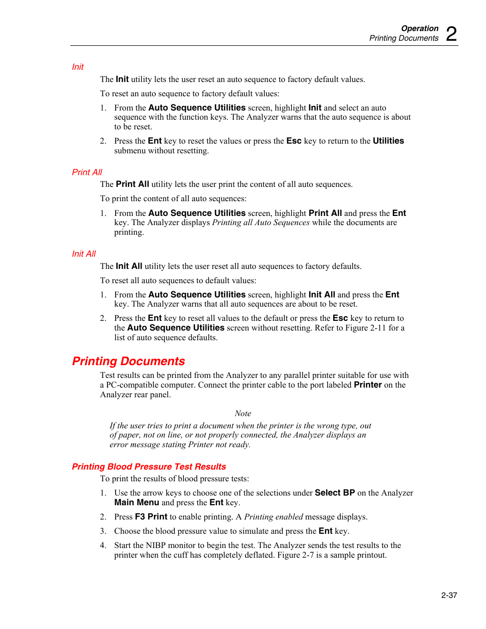 Printing documents, Printing blood pressure test results | Fluke Biomedical Cufflink User Manual | Page 65 / 150