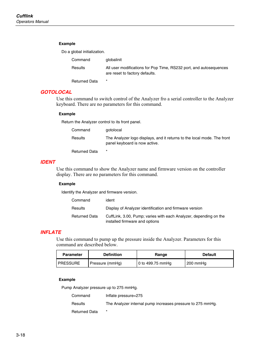 Gotolocal, Ident, Inflate | Fluke Biomedical Cufflink User Manual | Page 92 / 150