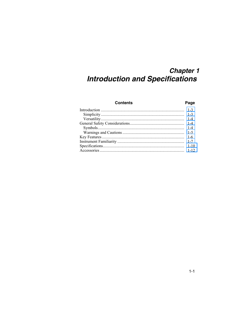 Introduction and specifications, Chapter 1 | Fluke Biomedical DALE601 User Manual | Page 11 / 54