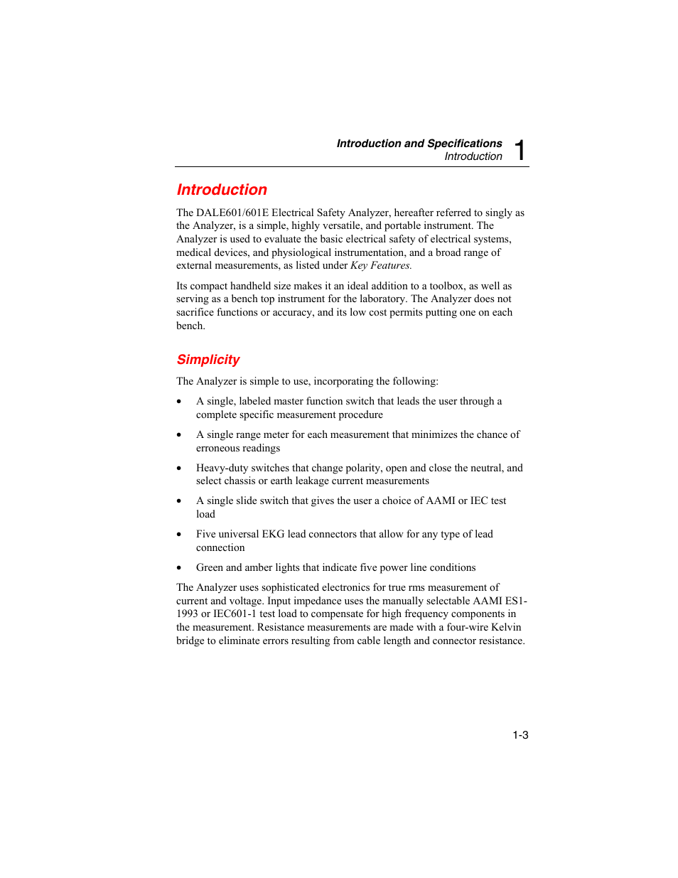 Introduction, Simplicity | Fluke Biomedical DALE601 User Manual | Page 13 / 54