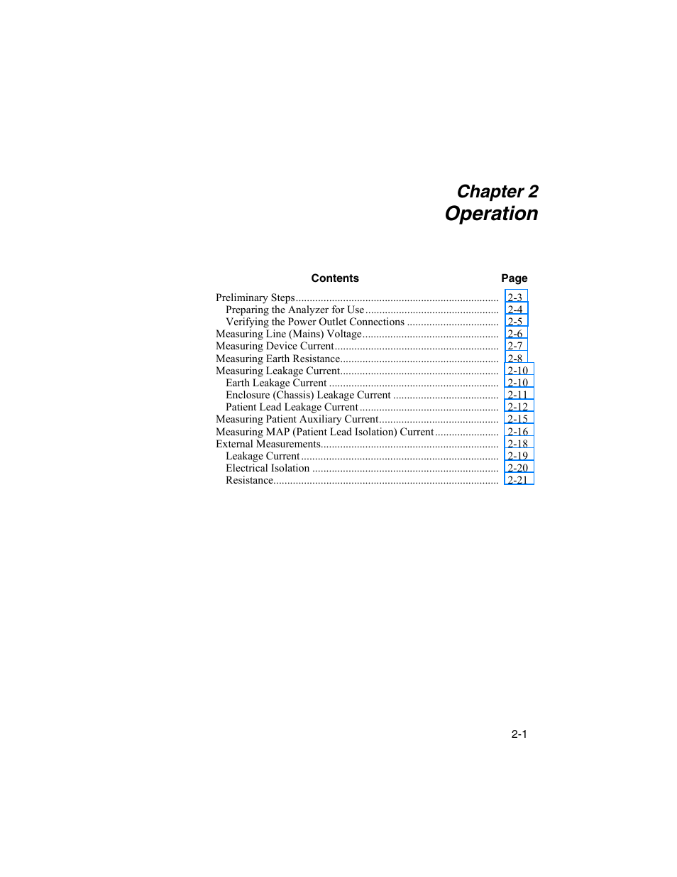 Operation, Chapter 2 | Fluke Biomedical DALE601 User Manual | Page 25 / 54