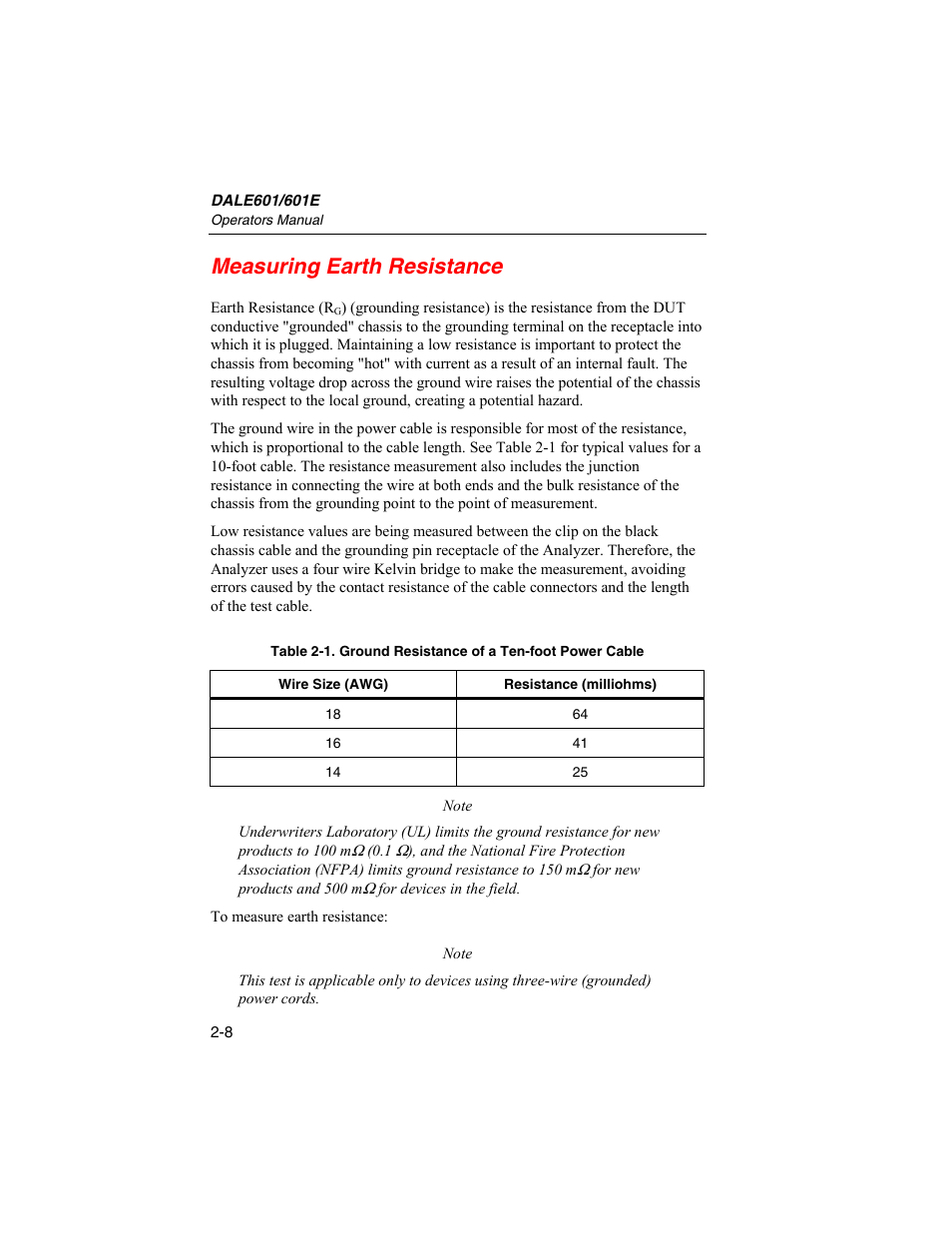 Measuring earth resistance | Fluke Biomedical DALE601 User Manual | Page 32 / 54