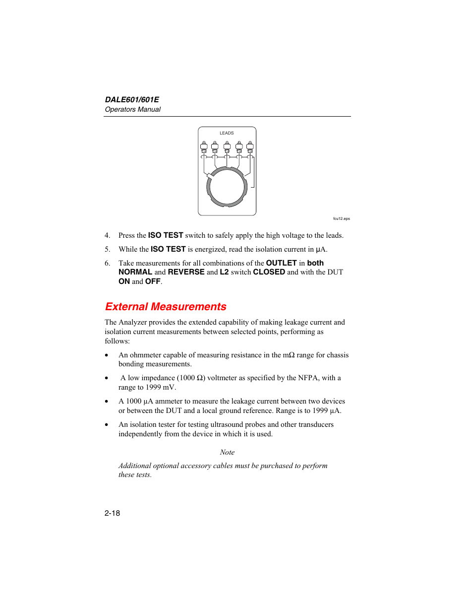 External measurements | Fluke Biomedical DALE601 User Manual | Page 42 / 54