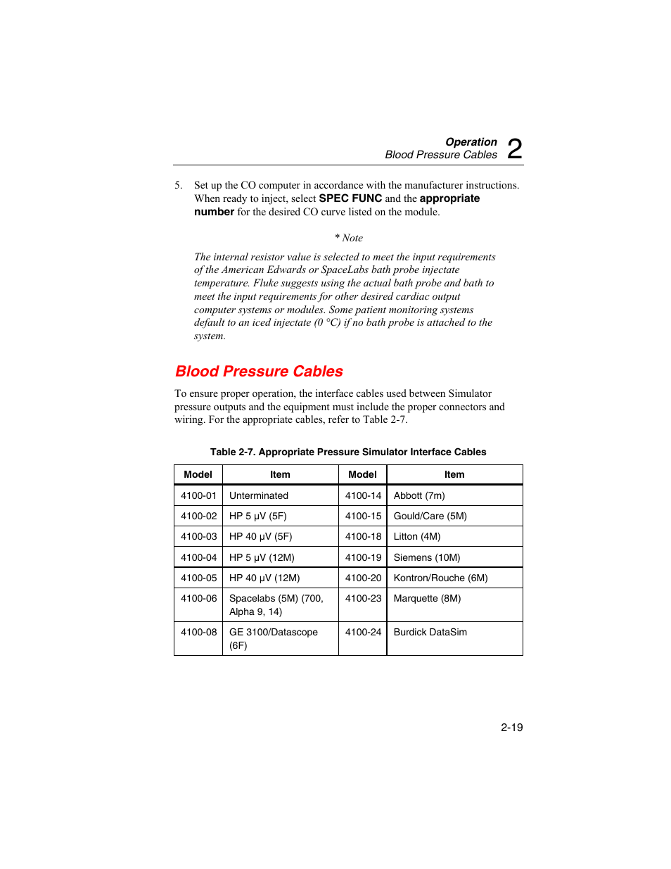 Blood pressure cables | Fluke Biomedical DataSim 6100 User Manual | Page 55 / 64