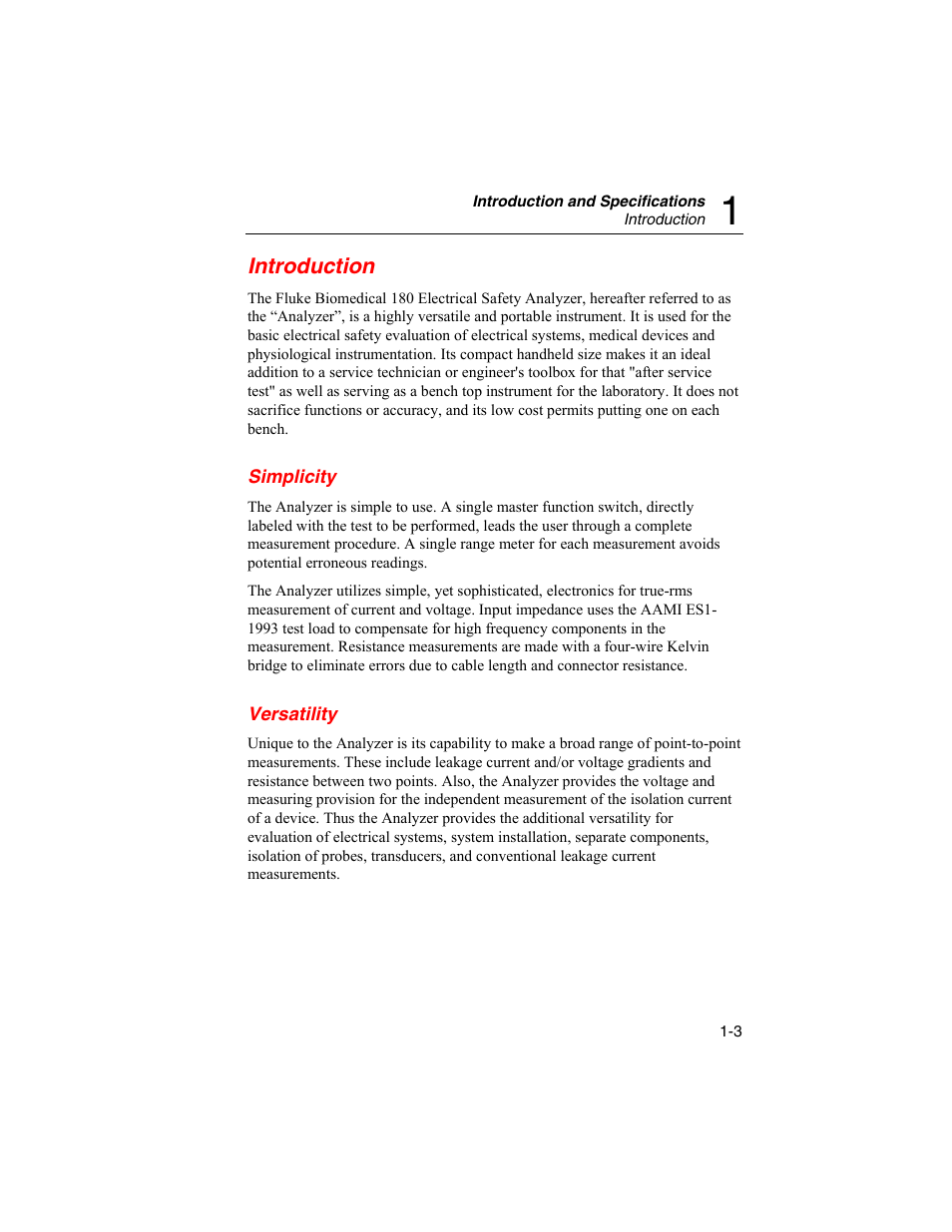 Introduction, Simplicity, Versatility | Fluke Biomedical ESA180 User Manual | Page 13 / 46