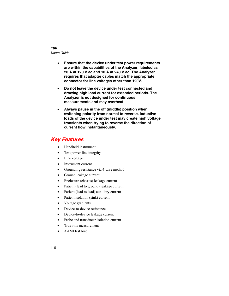 Key features | Fluke Biomedical ESA180 User Manual | Page 16 / 46