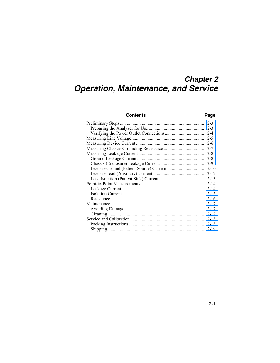 Operation, maintenance, and service, Chapter 2 | Fluke Biomedical ESA180 User Manual | Page 23 / 46