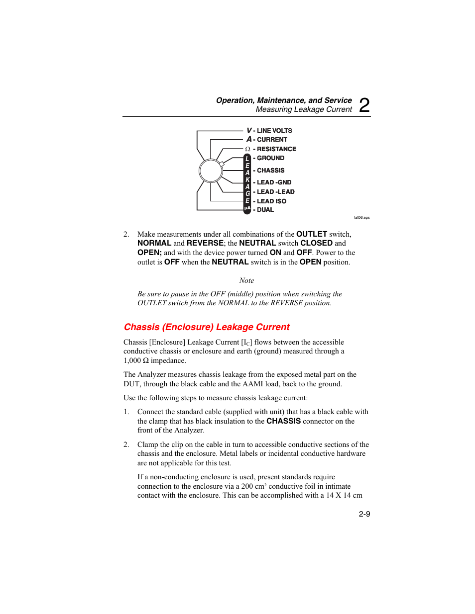 Chassis (enclosure) leakage current | Fluke Biomedical ESA180 User Manual | Page 31 / 46