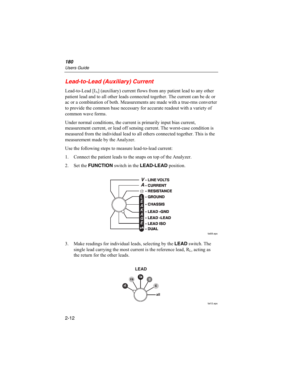 Lead-to-lead (auxiliary) current | Fluke Biomedical ESA180 User Manual | Page 34 / 46