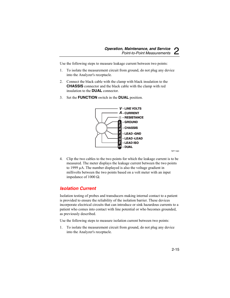 Isolation current | Fluke Biomedical ESA180 User Manual | Page 37 / 46