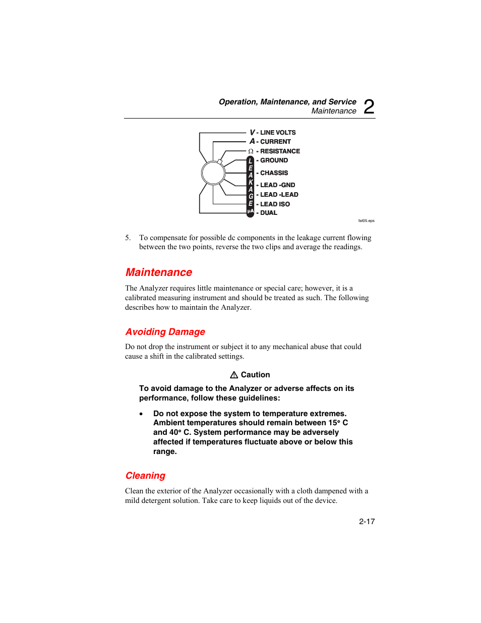 Maintenance, Avoiding damage, Cleaning | Fluke Biomedical ESA180 User Manual | Page 39 / 46