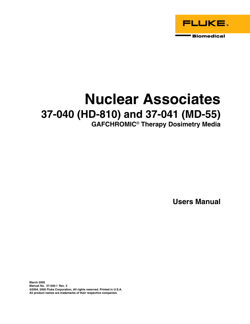 Fluke Biomedical 37-040 User Manual | 18 pages