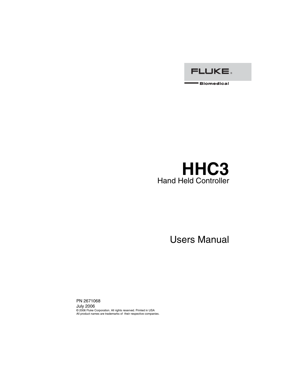 Fluke Biomedical HHC3 User Manual | 106 pages