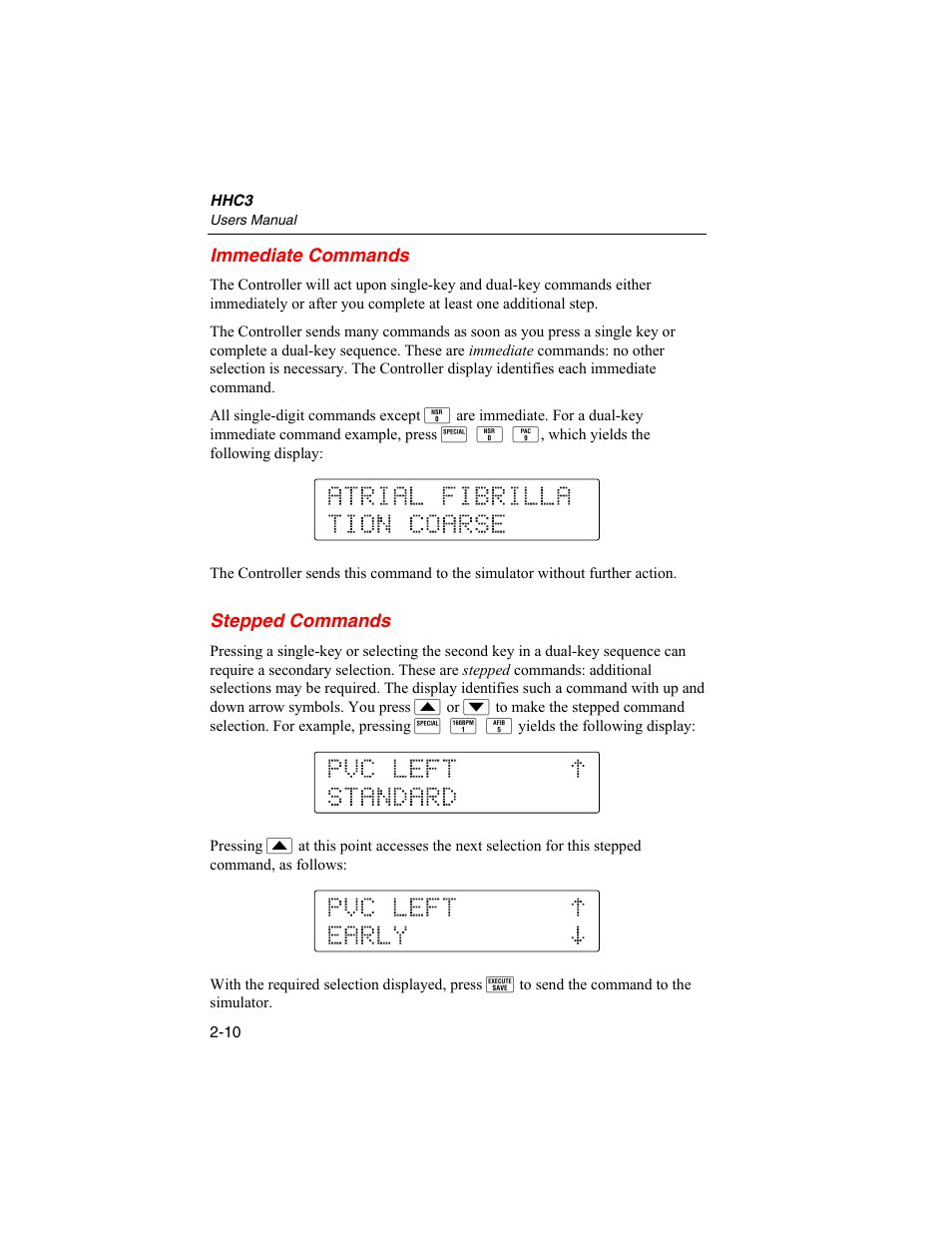 Immediate commands, Stepped commands | Fluke Biomedical HHC3 User Manual | Page 24 / 106