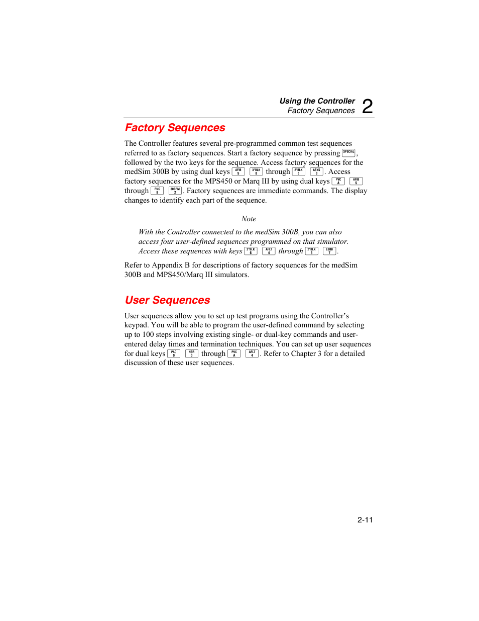 Factory sequences, User sequences | Fluke Biomedical HHC3 User Manual | Page 25 / 106