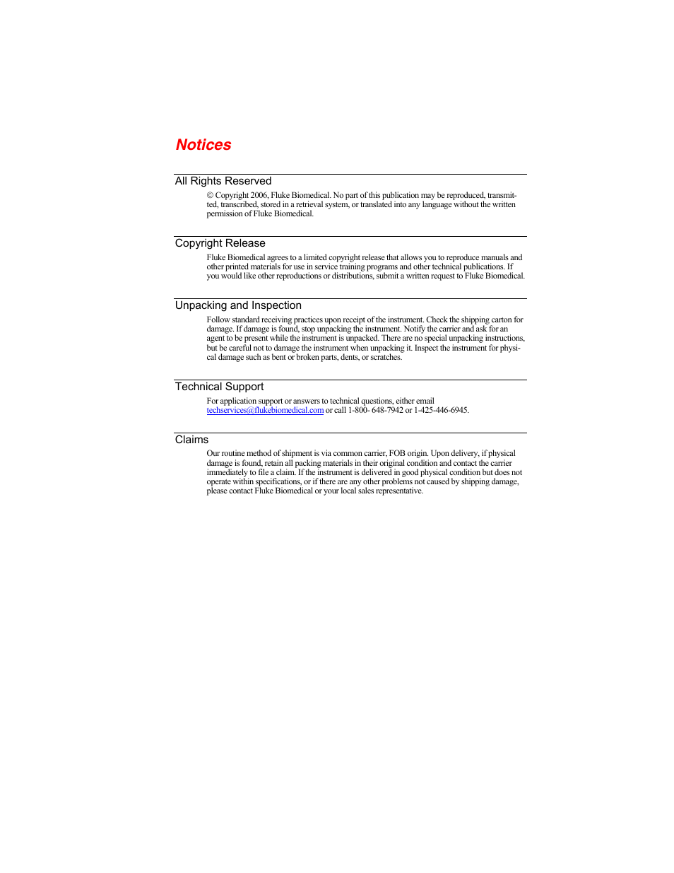Notices | Fluke Biomedical HHC3 User Manual | Page 3 / 106