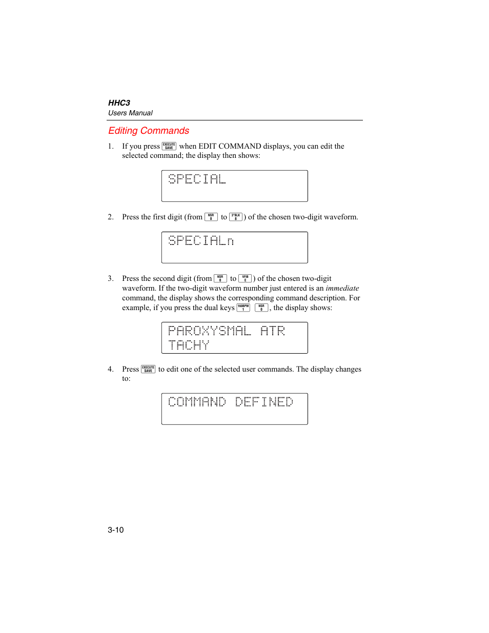 Editing commands | Fluke Biomedical HHC3 User Manual | Page 36 / 106