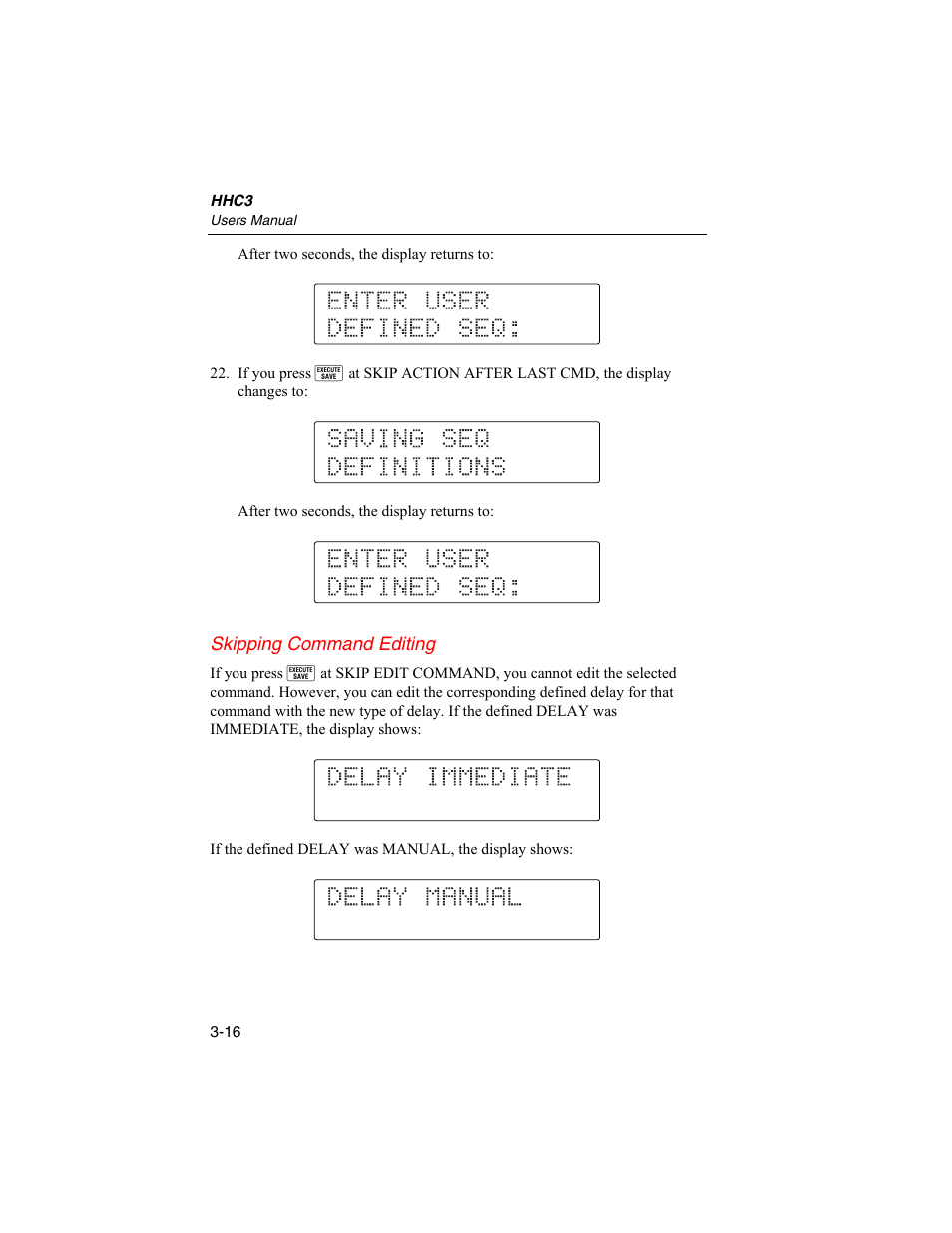 Skipping command editing | Fluke Biomedical HHC3 User Manual | Page 42 / 106