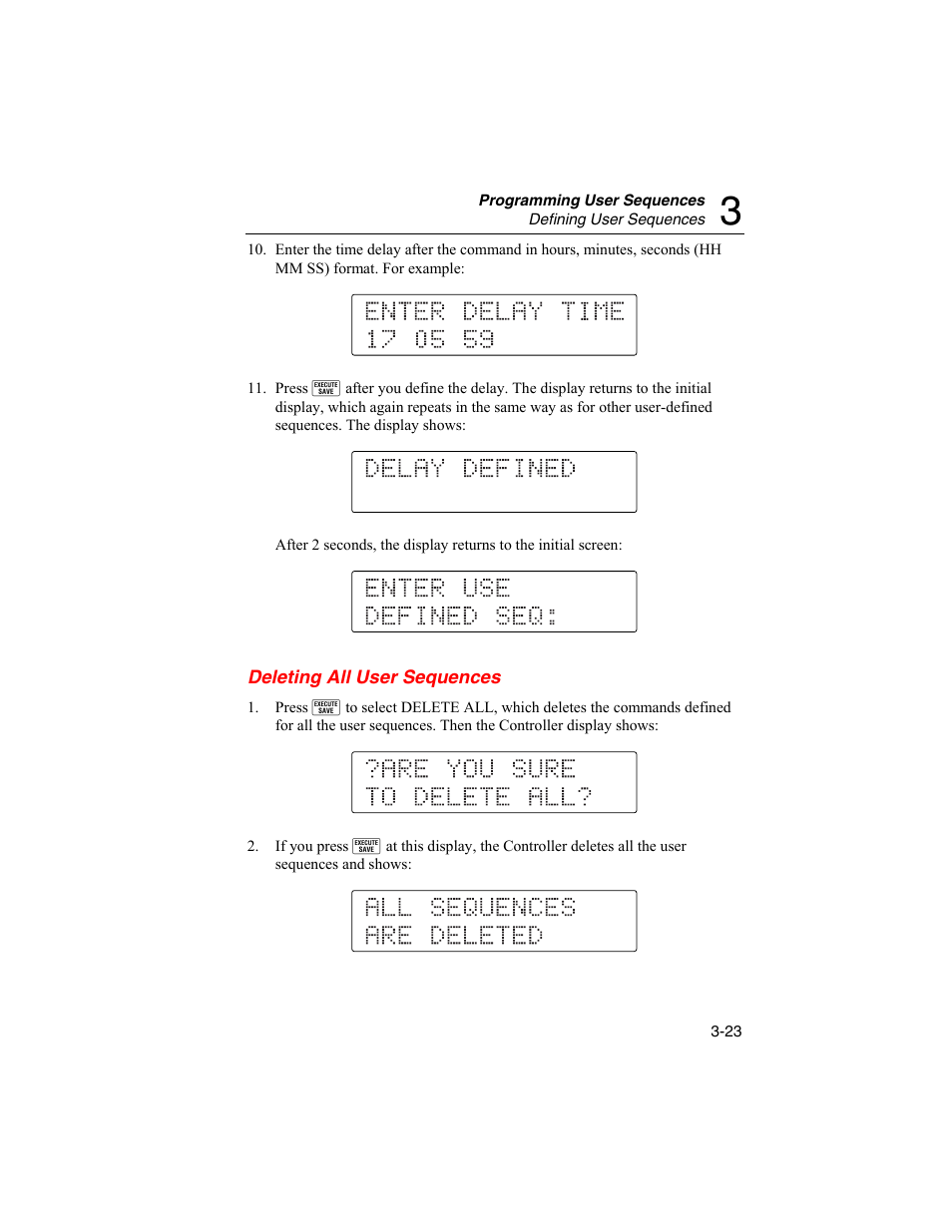 Deleting all user sequences | Fluke Biomedical HHC3 User Manual | Page 49 / 106