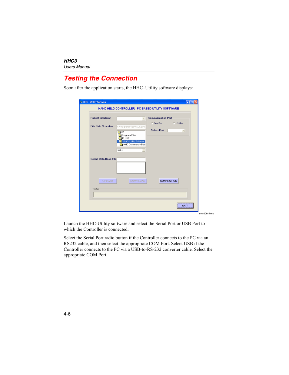 Testing the connection | Fluke Biomedical HHC3 User Manual | Page 58 / 106