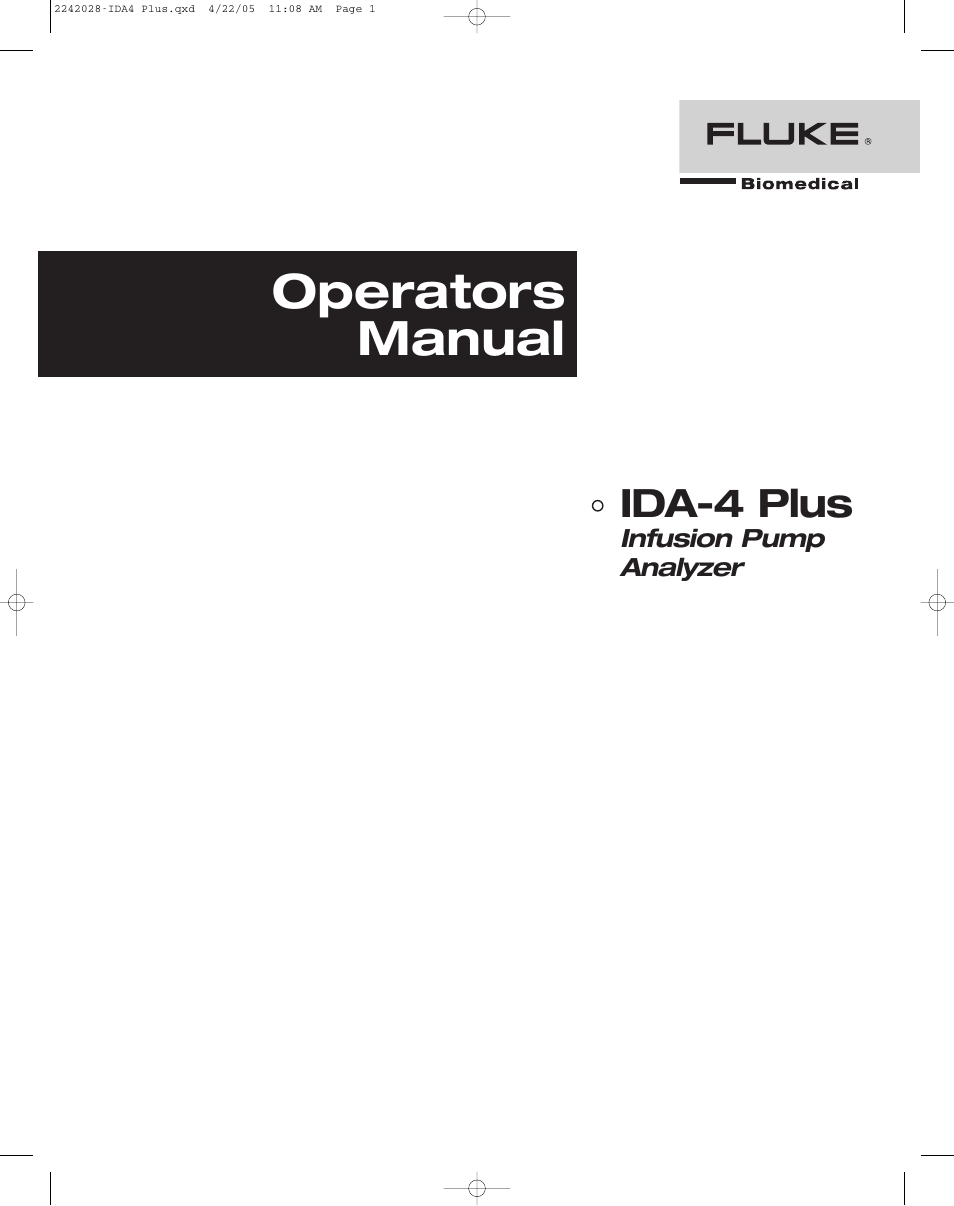 Fluke Biomedical IDA-4 Plus User Manual | 74 pages