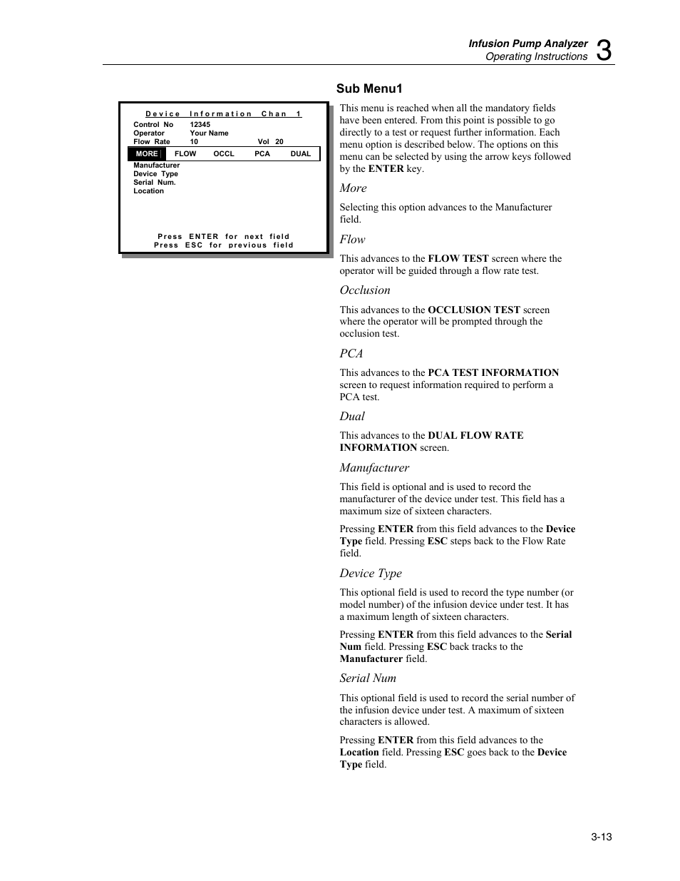 Sub menu1 | Fluke Biomedical IDA-4 Plus User Manual | Page 35 / 74