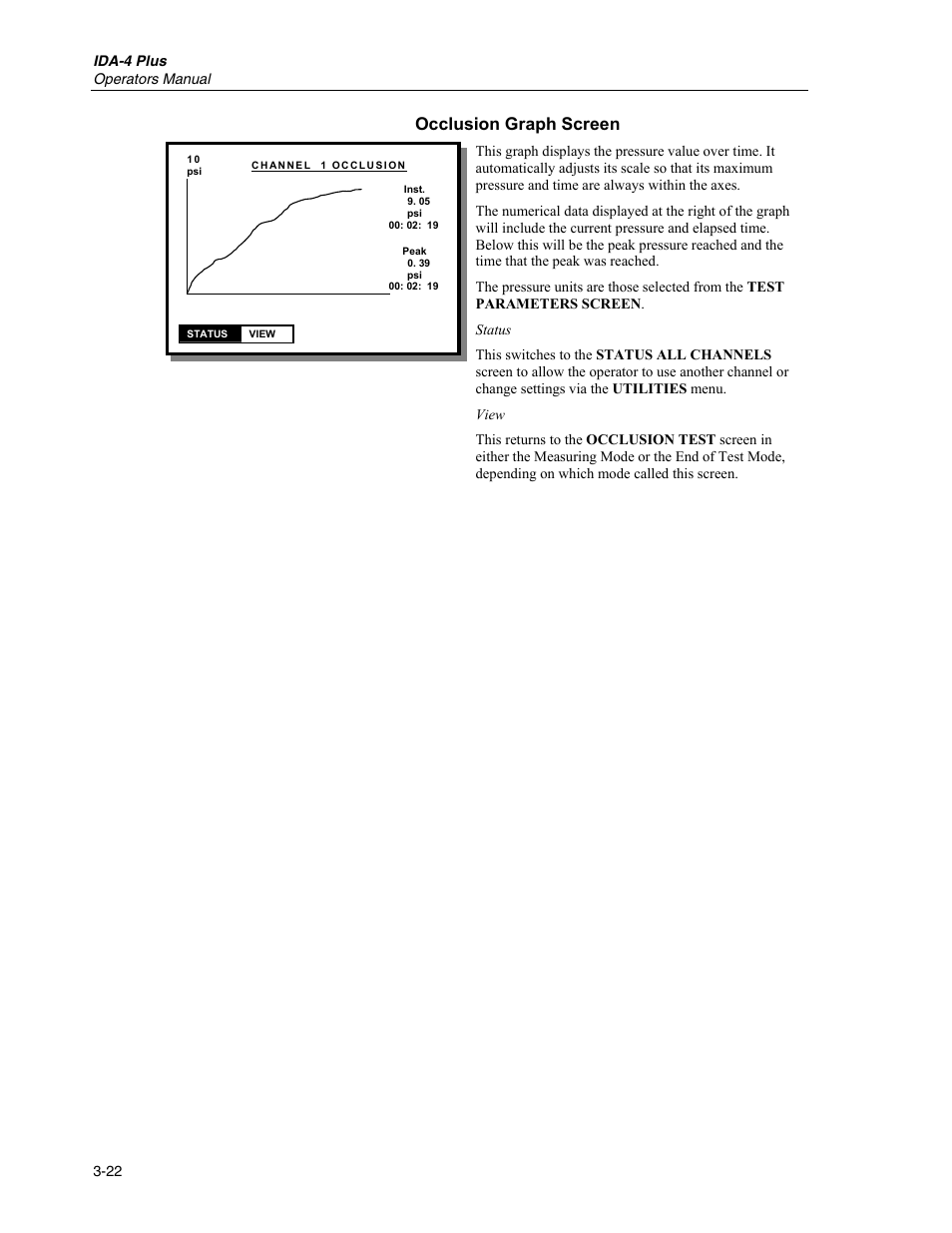 Occlusion graph screen | Fluke Biomedical IDA-4 Plus User Manual | Page 44 / 74