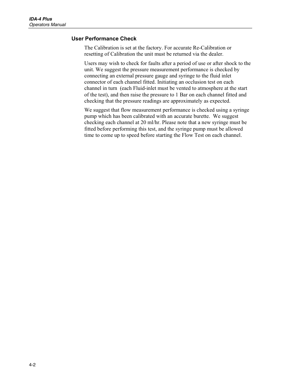 User performance check | Fluke Biomedical IDA-4 Plus User Manual | Page 60 / 74