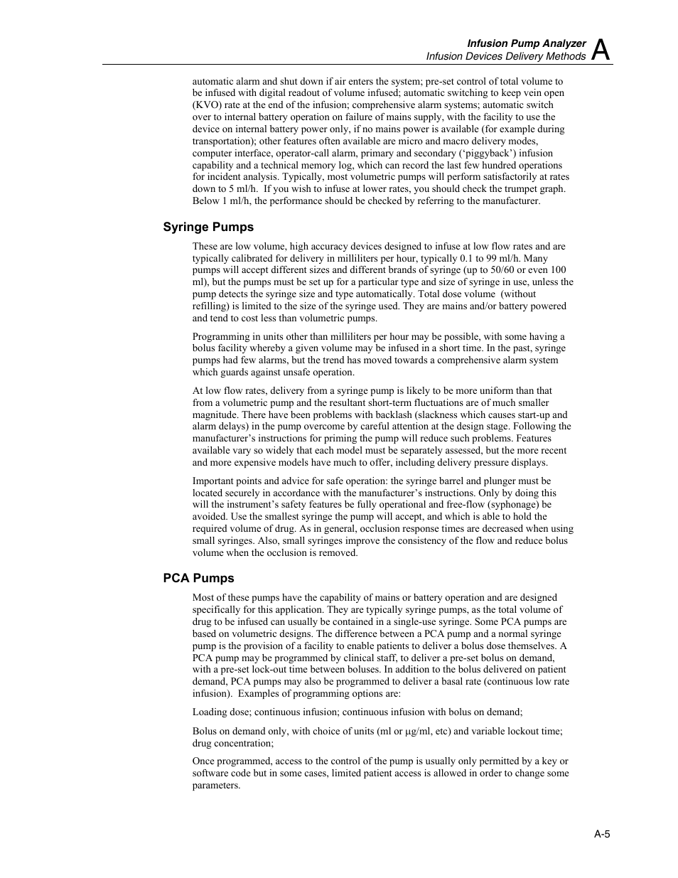 Syringe pumps, Pca pumps | Fluke Biomedical IDA-4 Plus User Manual | Page 65 / 74