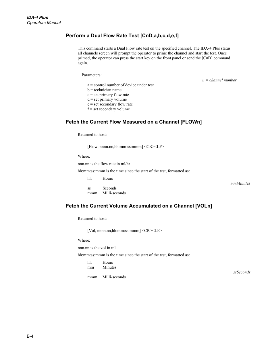 Perform a dual flow rate test [cnd,a,b,c,d,e,f | Fluke Biomedical IDA-4 Plus User Manual | Page 72 / 74