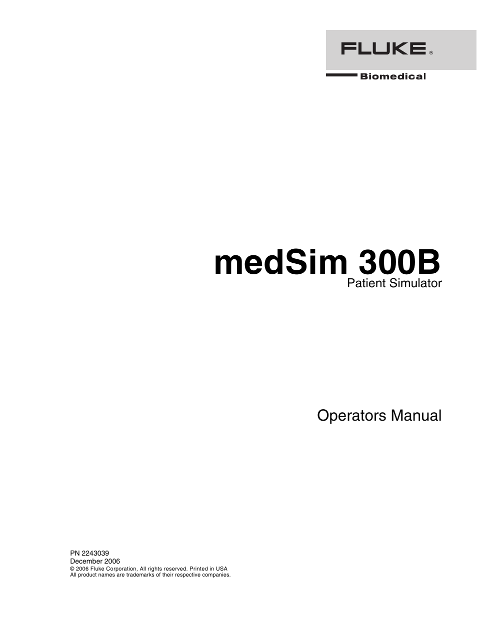 Fluke Biomedical medSim 300B User Manual | 158 pages