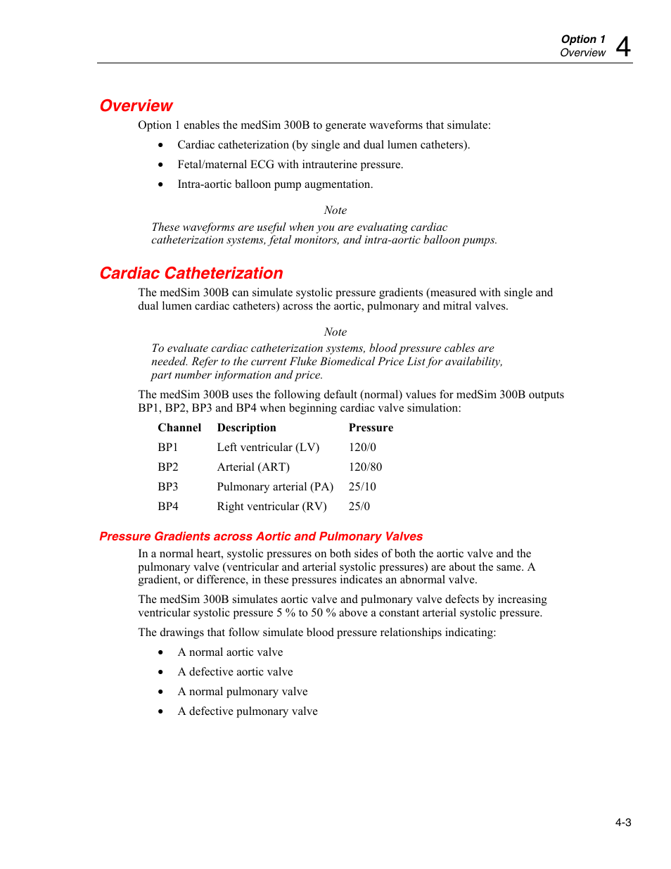 Overview, Cardiac catheterization | Fluke Biomedical medSim 300B User Manual | Page 101 / 158