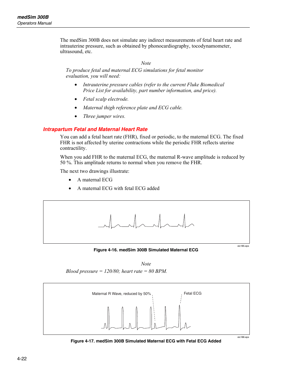 Intrapartum fetal and maternal heart rate | Fluke Biomedical medSim 300B User Manual | Page 120 / 158