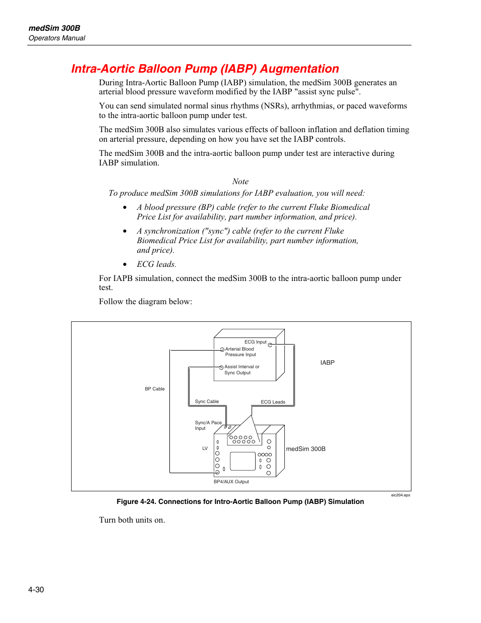 Intra-aortic balloon pump (iabp) augmentation | Fluke Biomedical medSim 300B User Manual | Page 128 / 158