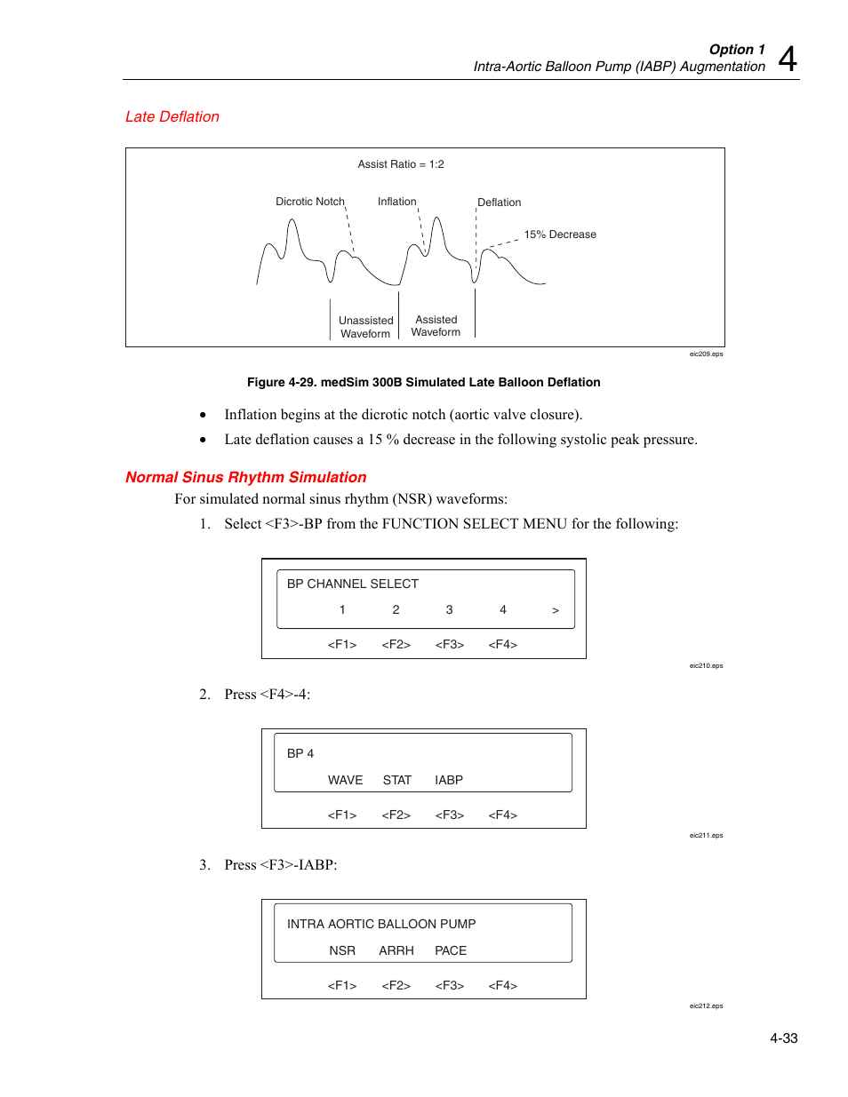 Late deflation, Normal sinus rhythm simulation | Fluke Biomedical medSim 300B User Manual | Page 131 / 158
