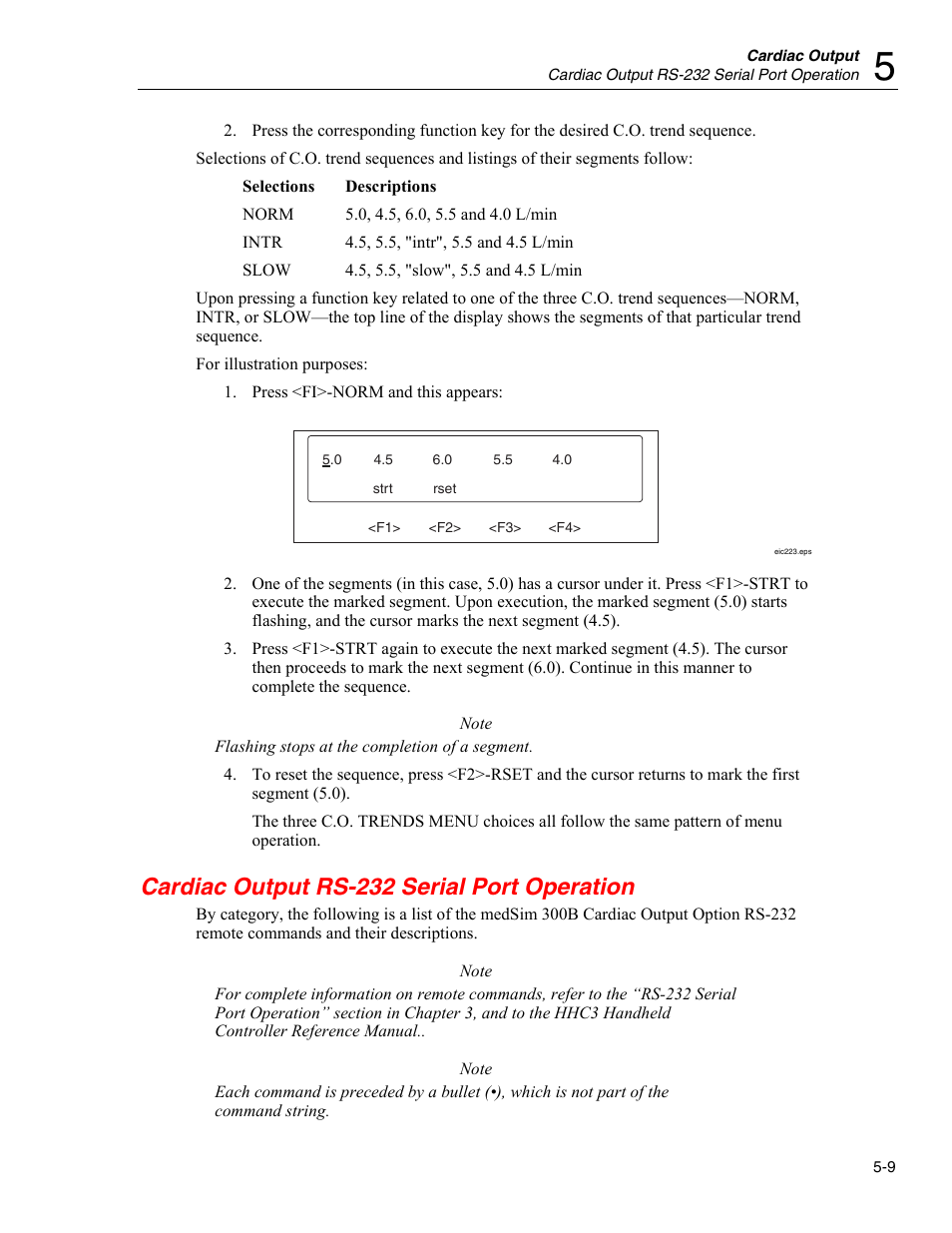 Cardiac output rs-232 serial port operation | Fluke Biomedical medSim 300B User Manual | Page 145 / 158
