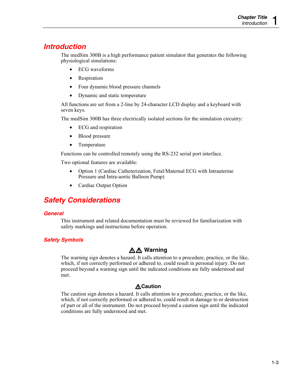 Introduction, Safety considerations, General | Safety symbols | Fluke Biomedical medSim 300B User Manual | Page 15 / 158