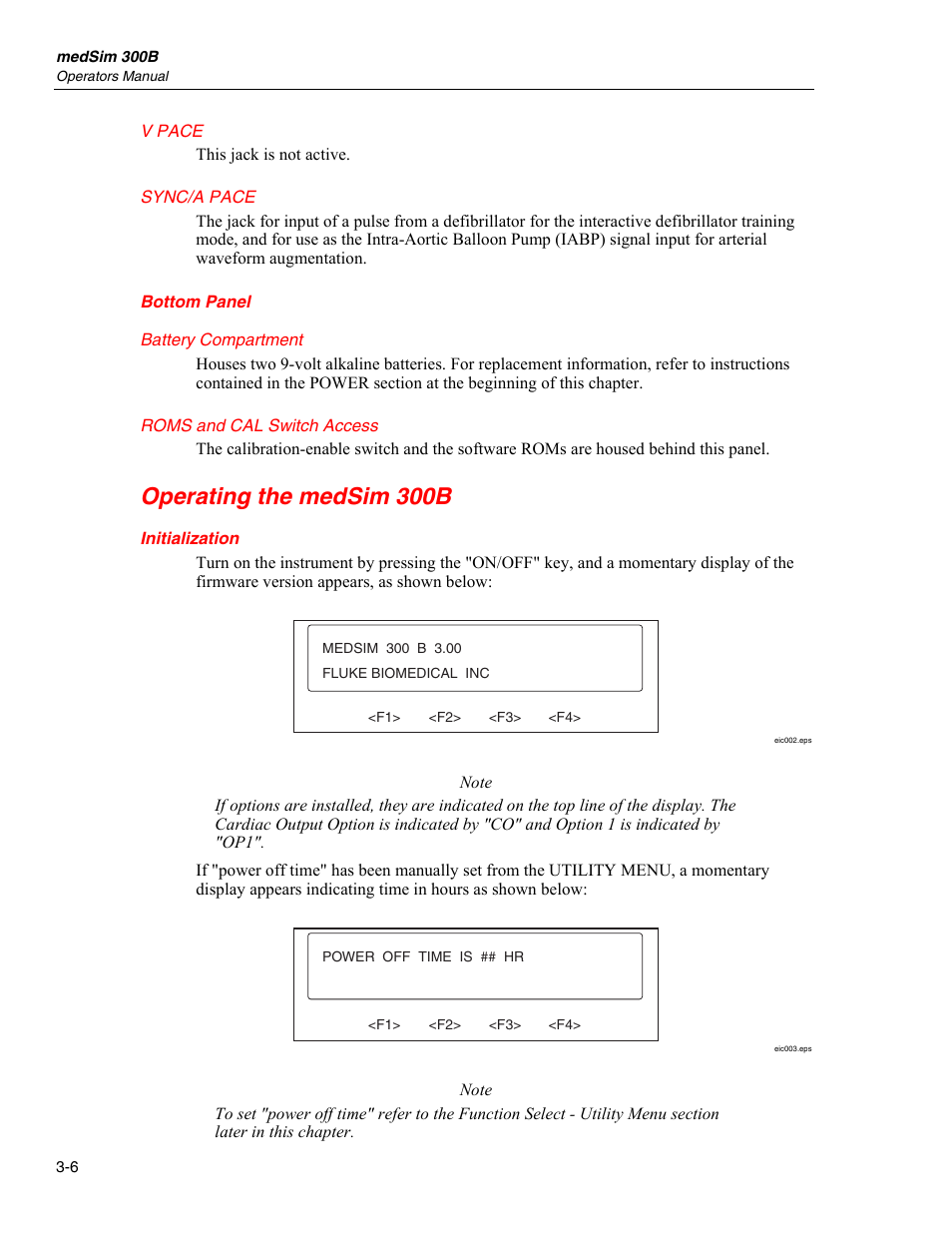 Cardiac output, Temperaturešvariable and fixed, Blood pressure | Respiration, Rear panel, Battery eliminator, Operating the medsim 300b | Fluke Biomedical medSim 300B User Manual | Page 34 / 158