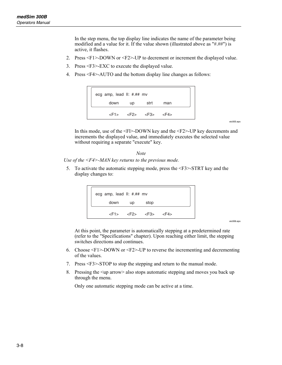 Menu overview, Main menu, Movement through menus | Executable parameter values, Step menus | Fluke Biomedical medSim 300B User Manual | Page 36 / 158