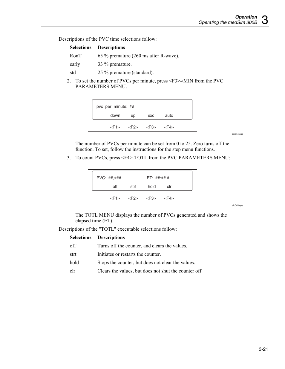 Function select - ecg - pvc parameters menu | Fluke Biomedical medSim 300B User Manual | Page 49 / 158