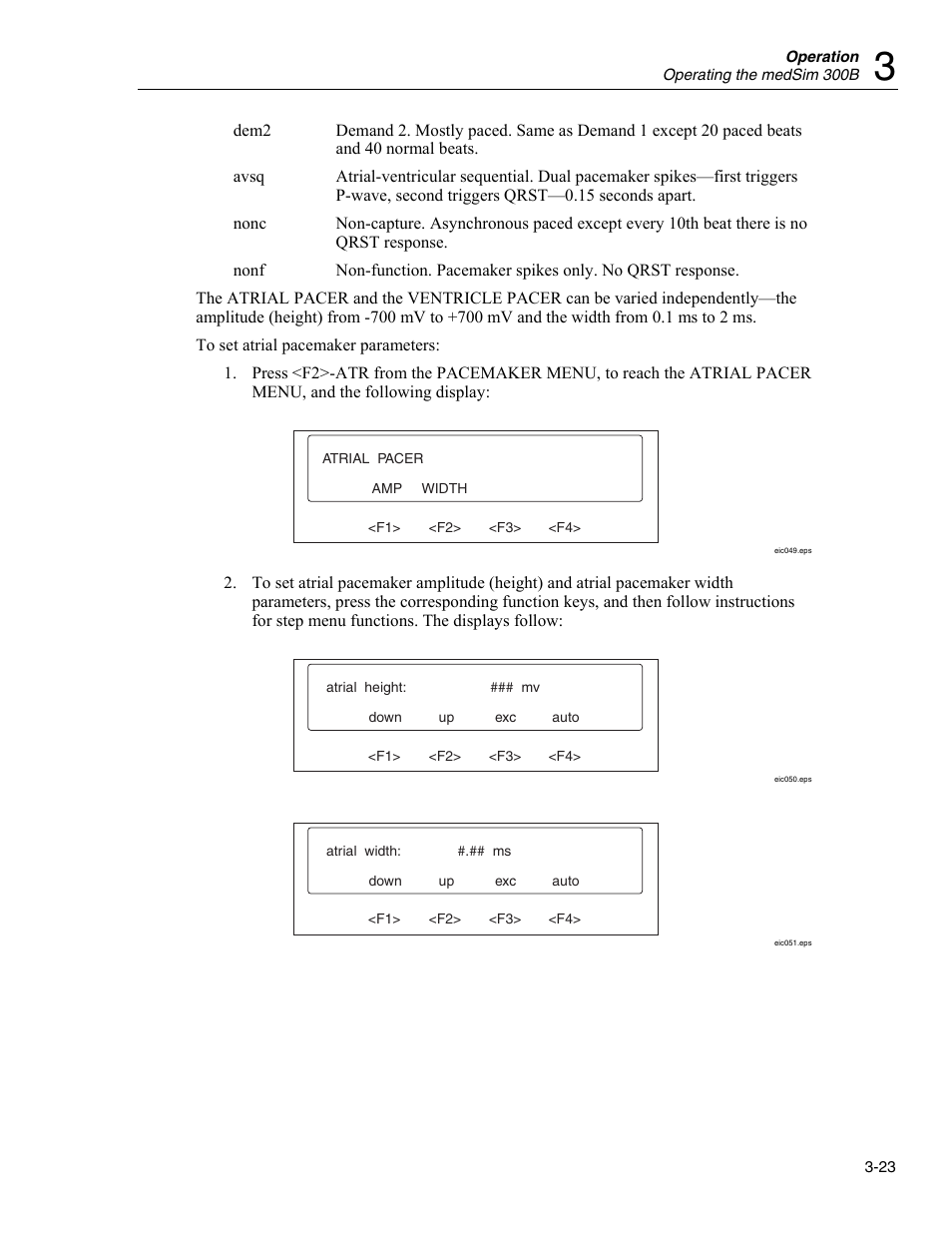 Function select - ecg - pacemaker menu | Fluke Biomedical medSim 300B User Manual | Page 51 / 158