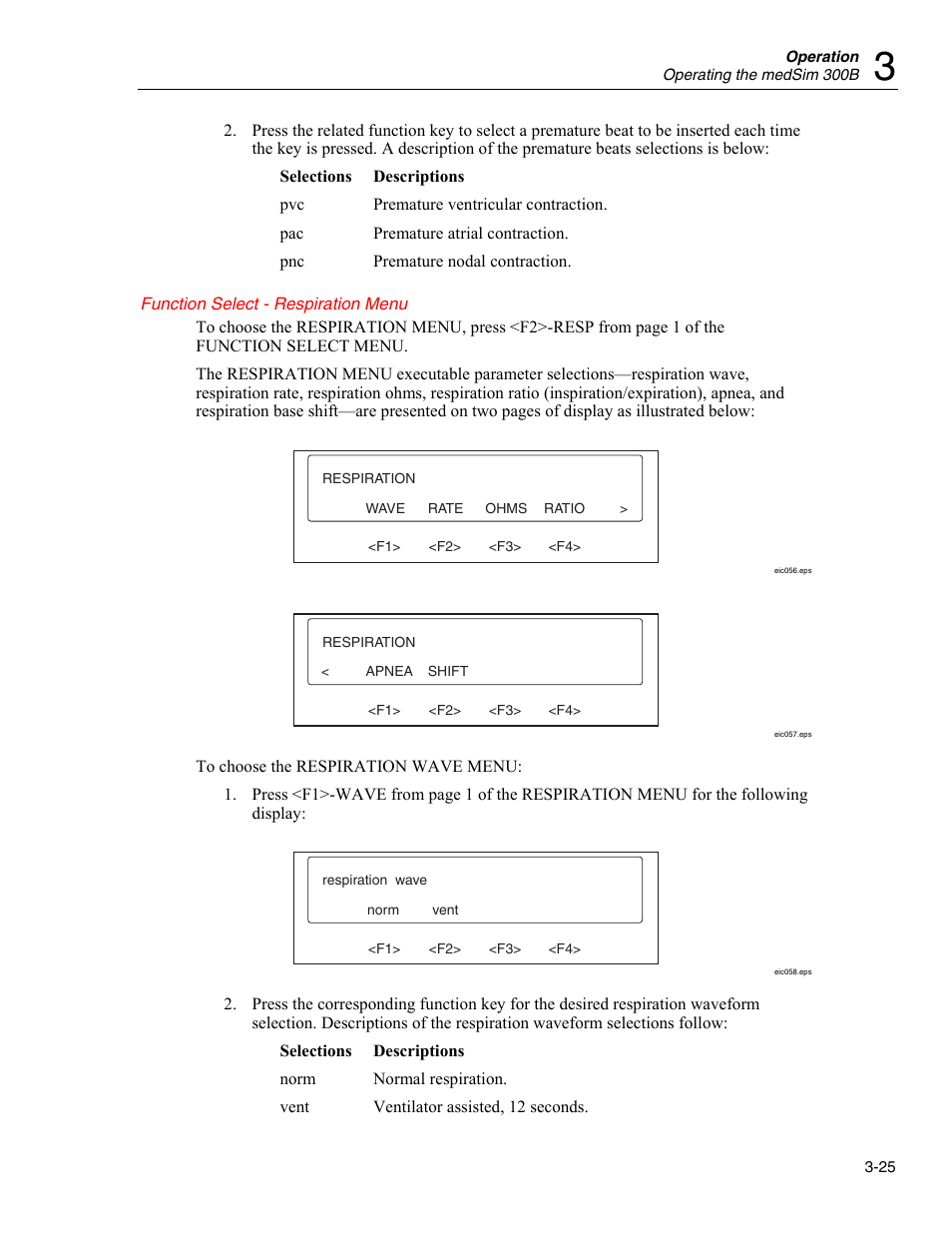 Function select - ecg - insert premature beat menu | Fluke Biomedical medSim 300B User Manual | Page 53 / 158