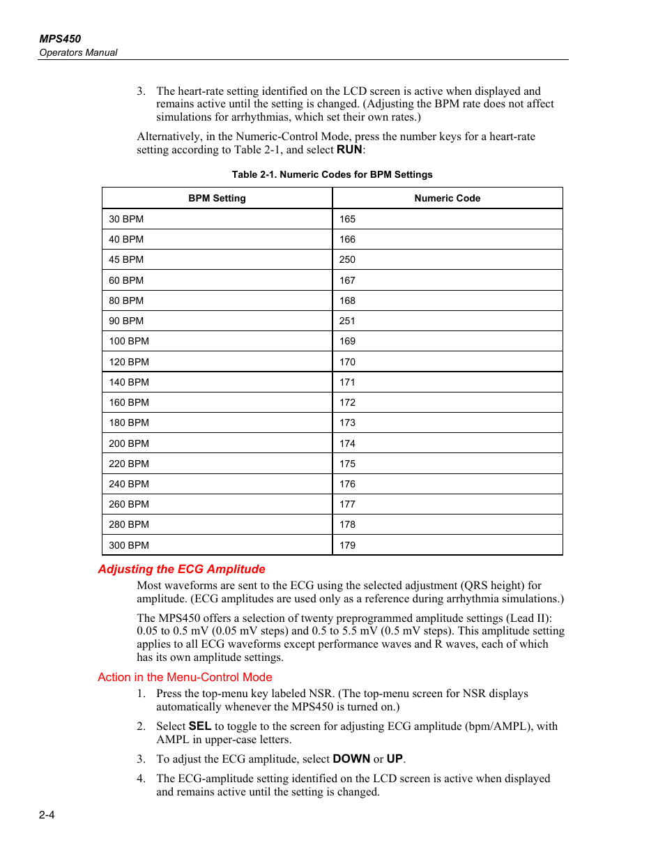 Adjusting the ecg amplitude | Fluke Biomedical MPS450 User Manual | Page 36 / 126