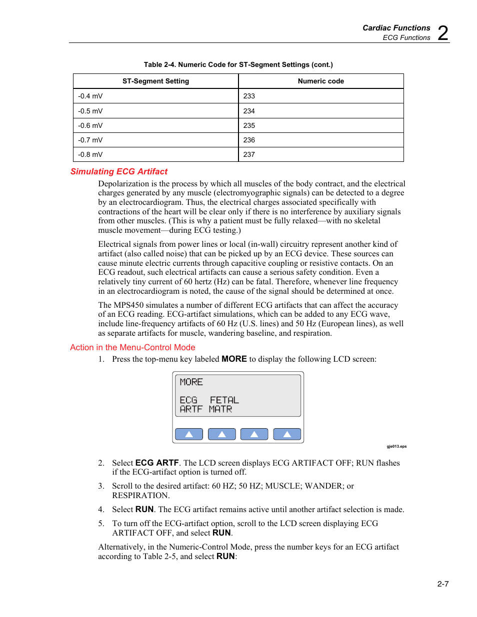 Simulating ecg artifact | Fluke Biomedical MPS450 User Manual | Page 39 / 126